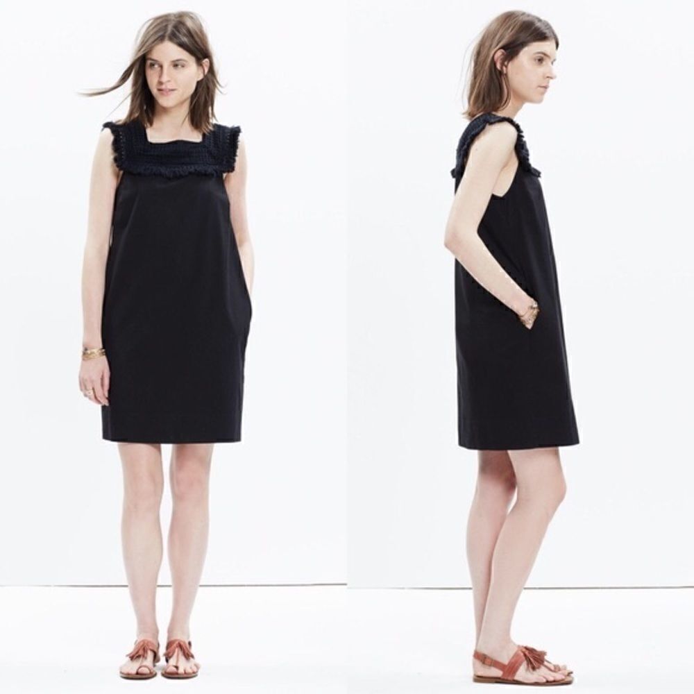 MADEWELL Black Sundream Fringed Shift Dress